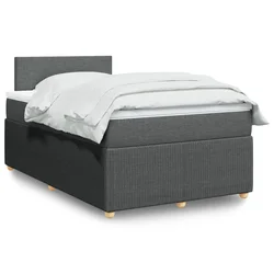 VIDAXL Box spring postelja z vzmetnico temno siva 120x200 cm blago