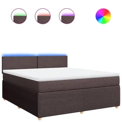 Vidaxl Box spring postelja z vzmetnico temno rjava 180x200 cm blago