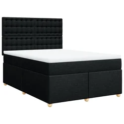 Vidaxl Box spring postelja z vzmetnico črna 140x200 cm blago