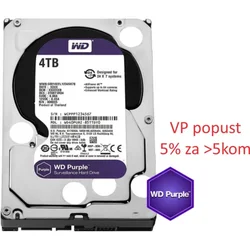 Western Digital HDD 3.5, 4TB, WD43PURZ, Purple, 24/7, 5400RPM, 256MB, SATA3