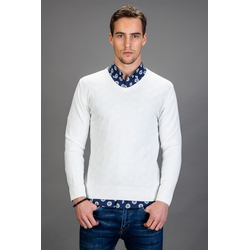 TUDORS Muški džemper Slim Fit beli