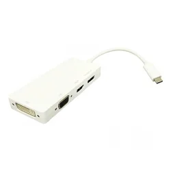 E-GREEN Adapter USB 3.1 tip C (M) - Display Port + HDMI + VGA + DVI (F) beli