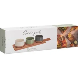 Excellent Houseware Komplet 3 skodelic za prigrizke s servirno desko