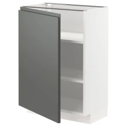 METOD Podni element s policama, bela/Voxtorp tamnosiva, 60x37 cm