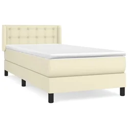 Vidaxl Box spring postelja z vzmetnico krem 100x200 cm umetno usnje