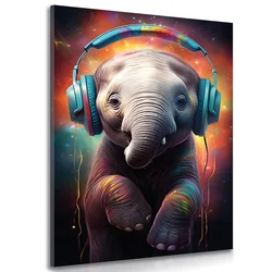 Slika slon s slušalkami - 100x150