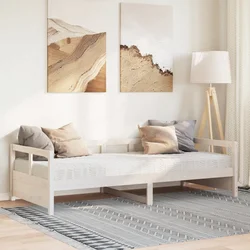 Dnevni krevet s madracem bijeli 80 x 200 cm od masivne borovine
