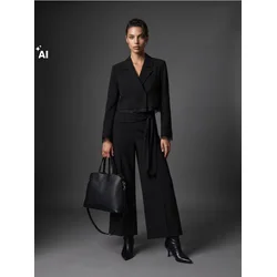 Sinsay - Wide leg pantalone sa mešavinom viskoze - crno