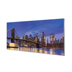 tulup.si Steklena slika Bridge sunset panorama 100x50 cm 2 obešalnika