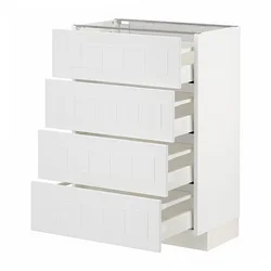 METOD / MAXIMERA Podni element 4 fronta/4 fioke, bela/Stensund bela, 60x37 cm