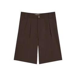 Bershka Hlače z naborki  temno rjava
