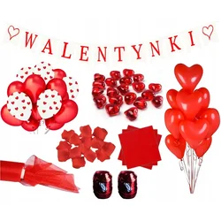 Valentinov set, baloni v obliki srca, transparent