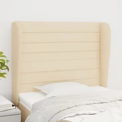 Vidaxl vidaXL Vzglavje postelje s krilci, kremno, 103x23x118/128 cm, blago