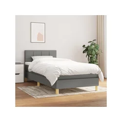 Den Box spring postelja z vzmetnico temno siva 100x200 cm blago