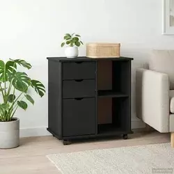 Mobilni ormar Crna 63,5 x 39 x 65,5 cm Čvrsto borovo drvo