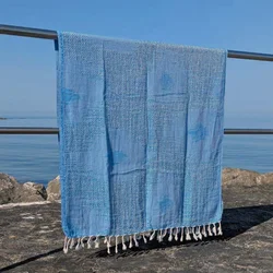 Fouta bombažna brisača Teos 90 x 175 cm, modra