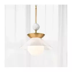 Quintiesse QN-SAUCER-1P-M-AB-OPAL-Luster na stalku SAUCER M 1xE27/40W/230V zlatna