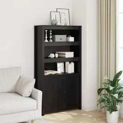 Visoka komoda crna 80 x 35 x 154 cm od masivne borovine