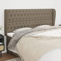 Vidaxl vidaXL Vzglavje postelje s krilci, sivo-rjava, 183x23x118/128 cm, blago