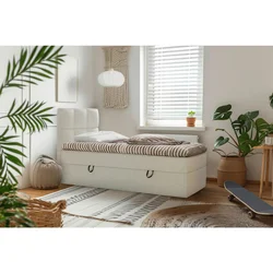 MID.YOU POSTELJA Z VZMETNICO 90 cm  x 200 cm , les, tekstil, leseni material bež