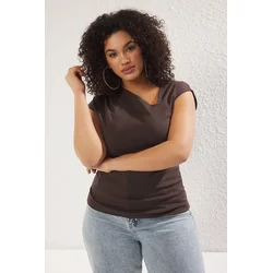 Trendyol Curve Ženska bluza Tbbss25Af00002, Braon