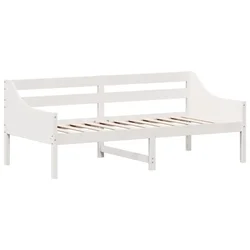 Vidaxl Izvlečna postelja brez vzmetnice bela 90x190 cm trdna borovina