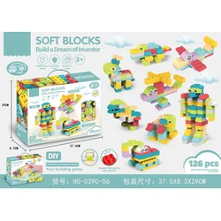 Set mehkih kock za sestavljanje - 126 elementov