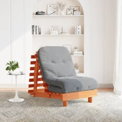 Futon na razvlačenje s madracem smeđi 70 x 206 x 11 cm borovina
