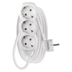 Podaljšek 3 m/3 vtičnice/beli/PVC/1,5 mm2