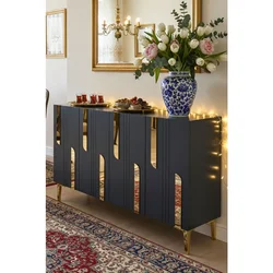 Hanah Home komoda Nota 120, 120 cm, antracit / zlatna