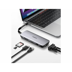 UGREEN priklopna postaja USB-C, 9v1, srebrna 70409
