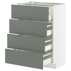 METOD / MAXIMERA Podni element 4 fronta/4 fioke, bela/Nickebo mat sivozelena, 60x37 cm