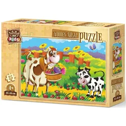 ART PUZZLE Lesena sestavljanka Krava z rožami 25 kosov