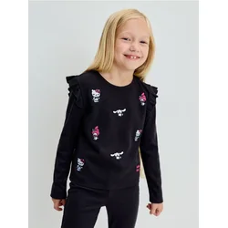 Sinsay - Komplet: majica i helanke sa viskozom Hello Kitty and Friends - tamno siva