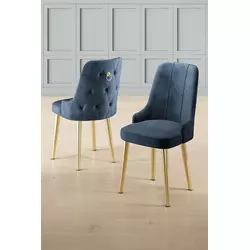Hanah Home Set stolica Newa, 46x94x46 cm, 2 komada, Zlatno-plave boje