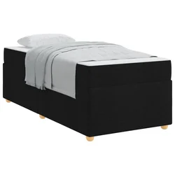 Vidaxl Konstrukcija postelje z vzmetnico Črna 90 x 200 cm blago