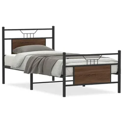 Vidaxl Posteljni okvir brez vzmetnice hrast 75x190 cm inženirski les