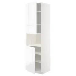 METOD Vis.orm.mikrotal2vrat/policama, bela/Voxtorp v. sjaj bela, 60x60x220 cm