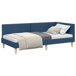 Vidaxl Kotna postelja Modra 80 cm x 200 cm Tkanina in vezan les