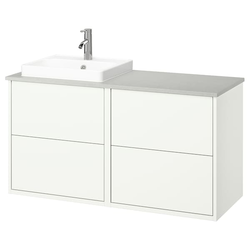 HAVBÄCK / ORRSJÖN Postolje umiv/umiv/slavina, bela/siva im. kamena, 122x49x71 cm