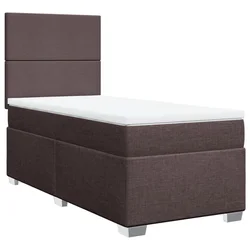 Vidaxl Box spring postelja z vzmetnico temno rjava 80x200 cm blago