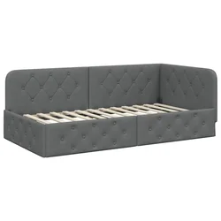 Vidaxl Kotna postelja Temno siva 90 x 200 cm blago