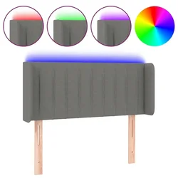 Vidaxl LED posteljno vzglavje temno sivo 93x16x78/88 cm blago