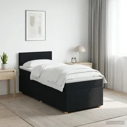vidaXL Postelja boxspring z vzmetnico Črna 100 x 200 cm Blago