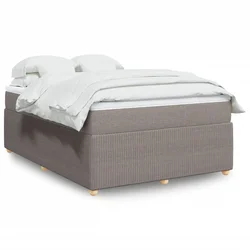 vidaXL Box spring postelja z vzmetnico taupe 140x190 cm blago