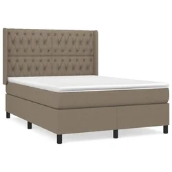 Vidaxl Box spring postelja z vzmetnico taupe 140x200 cm blago