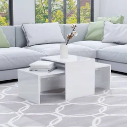 Set stolića za kavu visoki sjaj bijeli 100 x 48 x 40 cm drveni
