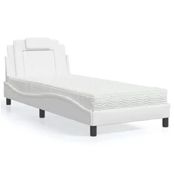 Krevet Viana s madracem bijeli 80 x 200 cm od umjetne kože