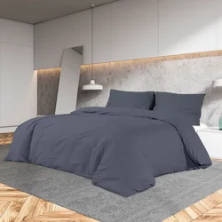 Set posteljine za poplun antracit 140 x 200 cm pamučni