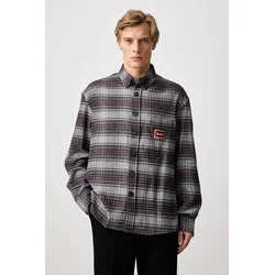 Drôle de Monsieur srajca moška bombažna Boxy Flanel Checked